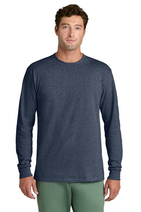 Port & Company Long Sleeve Core Cotton Tee (PC54LS) - Heather Navy