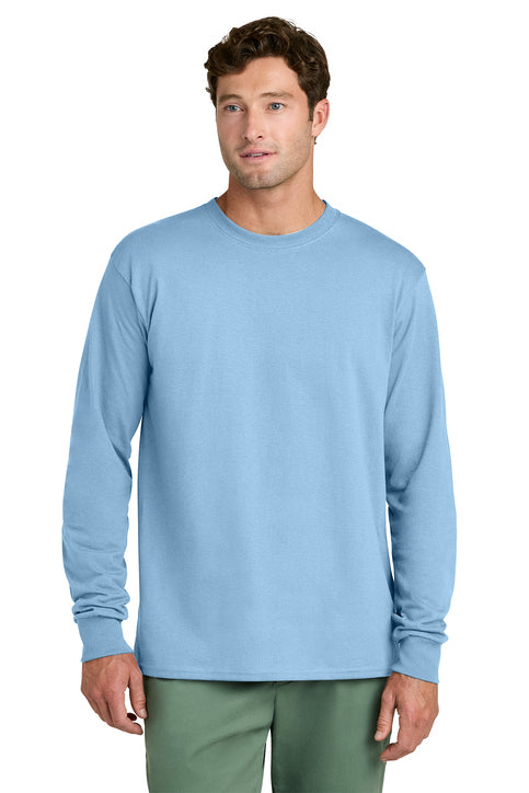 Port & Company Long Sleeve Core Cotton Tee (PC54LS) - Light Blue