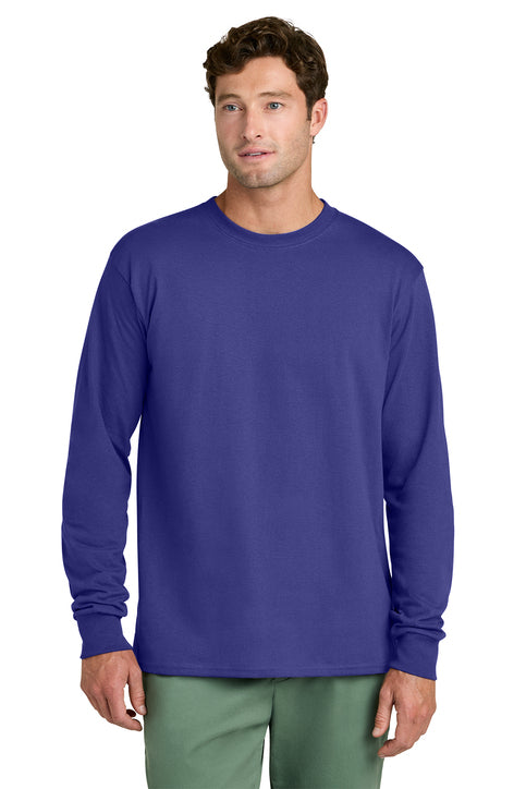 Port & Company Long Sleeve Core Cotton Tee (PC54LS) - Purple