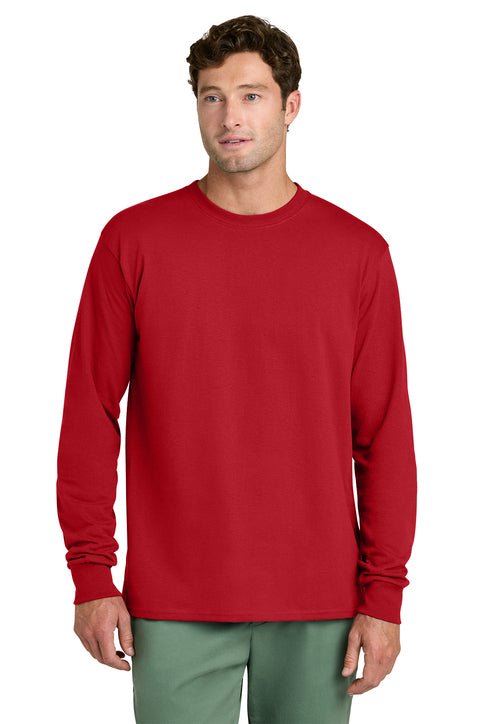 Port & Company Long Sleeve Core Cotton Tee (PC54LS) - Red