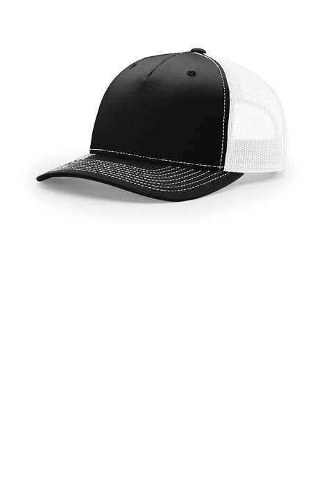 Richardson Five-Panel Trucker Cap (195) - Black/White