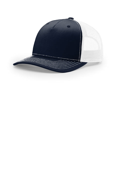Richardson Five-Panel Trucker Cap (195) - Navy/White